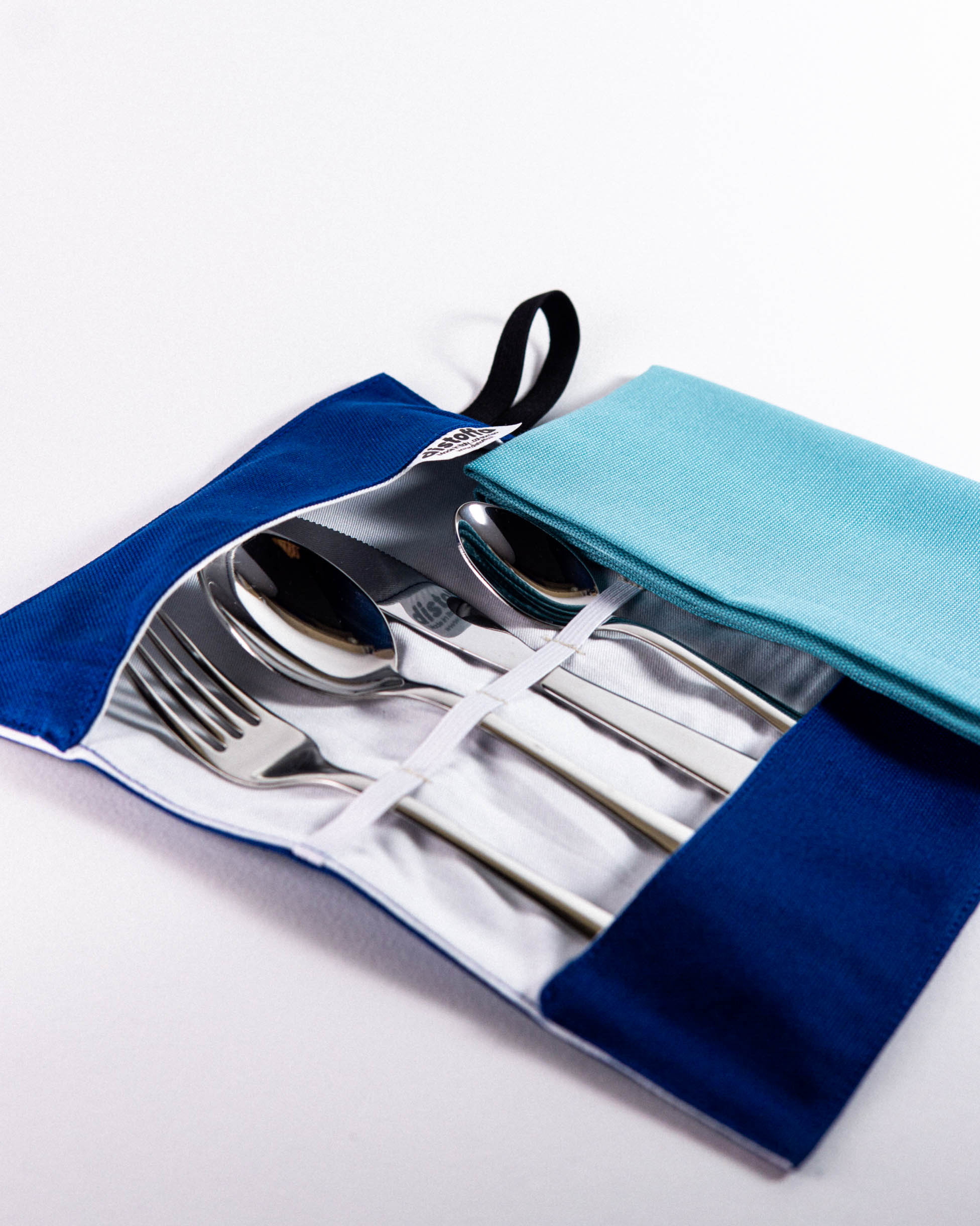 Portaposate da viaggio | Blu Vincenzo + tovagliolo a tua scelta