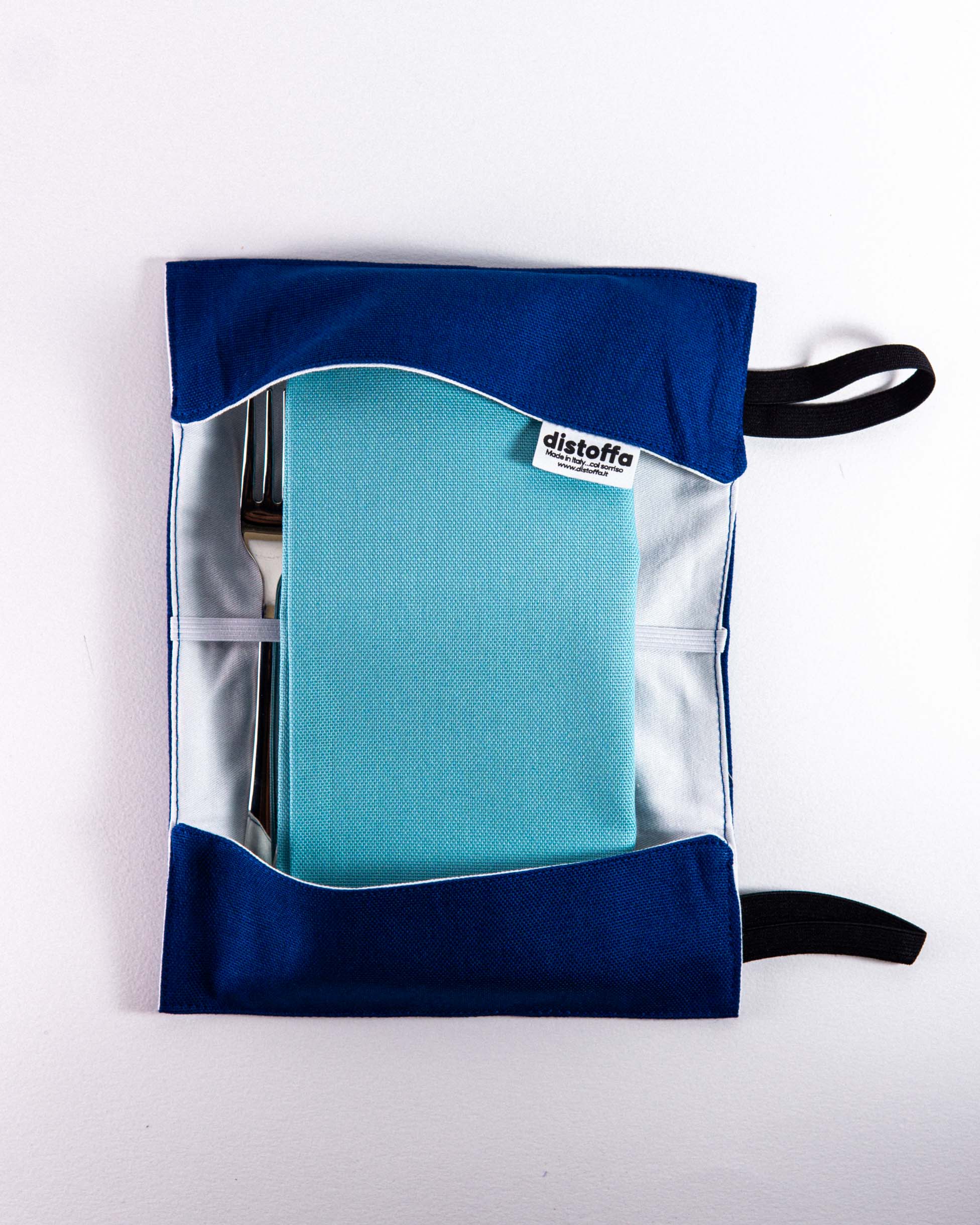 Portaposate da viaggio | Blu Vincenzo + tovagliolo a tua scelta